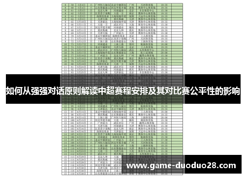 如何从强强对话原则解读中超赛程安排及其对比赛公平性的影响